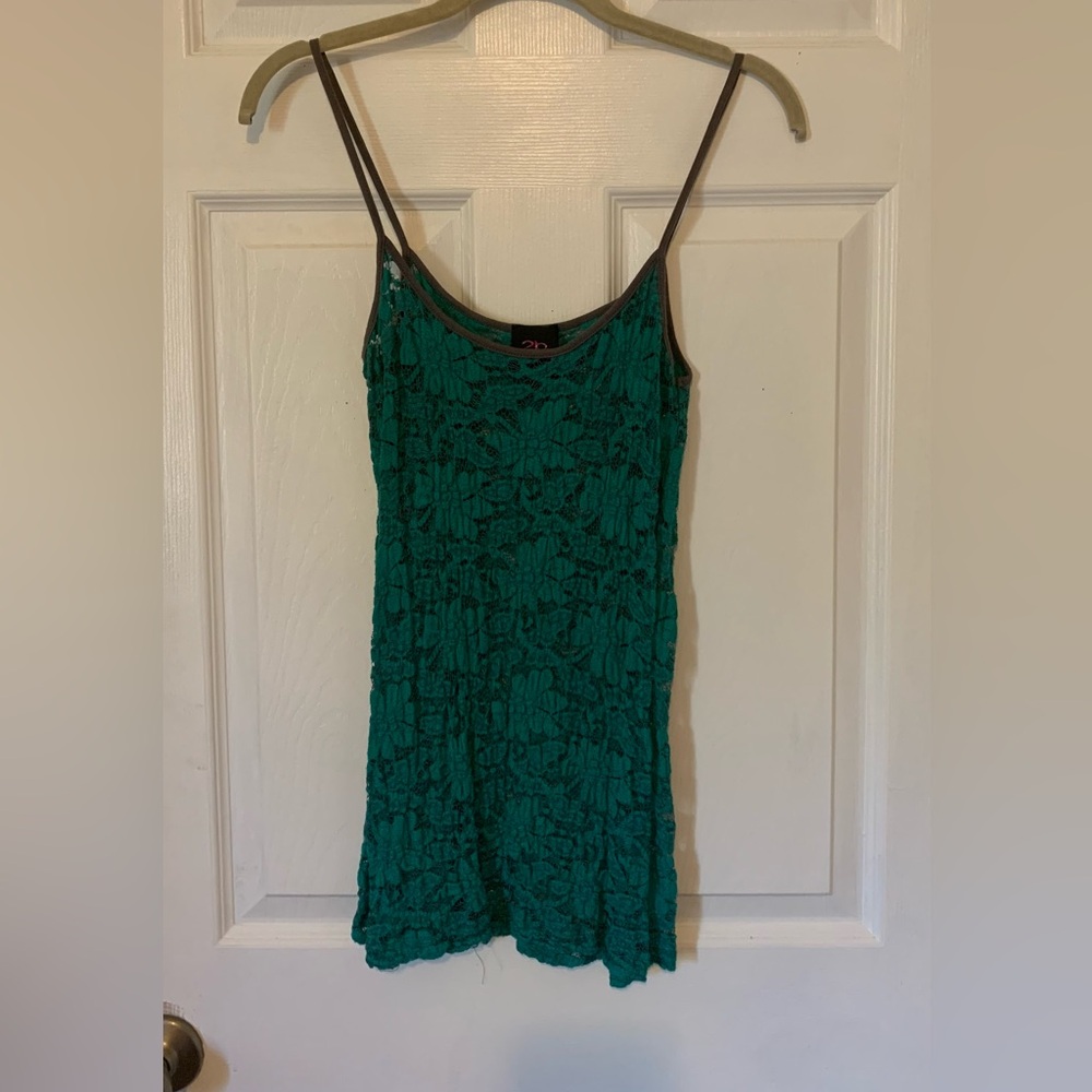 2B Bebe Teal Lace Camisole